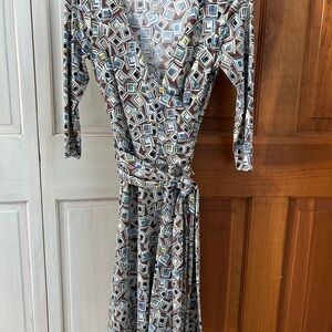 Geometric Print Wrap Dress